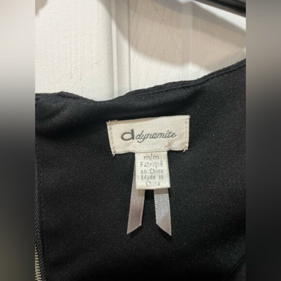 Stretchy Textured Black Dress Dynamite Bodycon Scoop Neck M - Picture 5 of 5